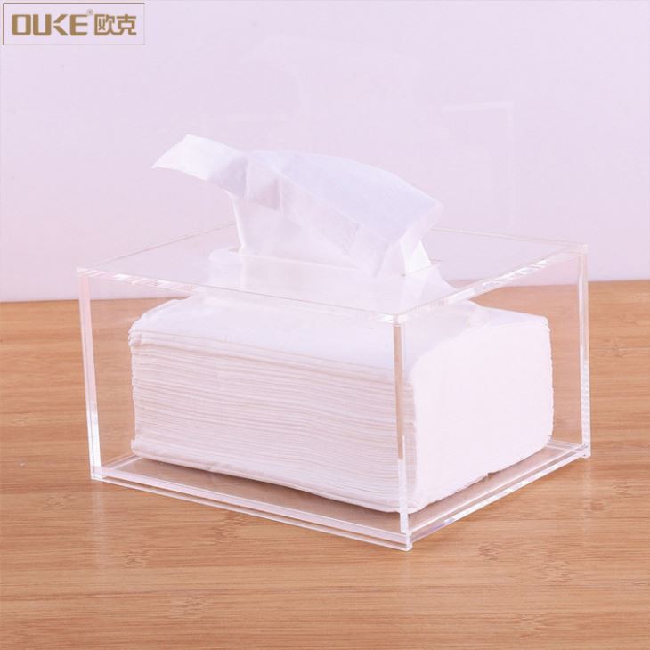 Simple Square Clear Acrylic Tissue Box