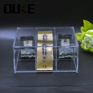 Hot Selling 6 compartimenten Acryl theedoos met deksel