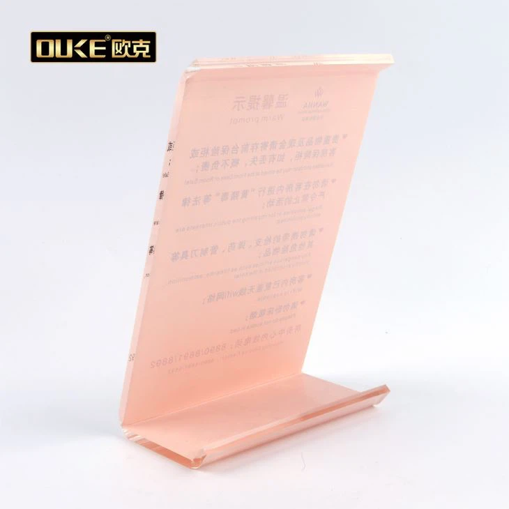 Hotel Supplier L Shape Acrylic Display